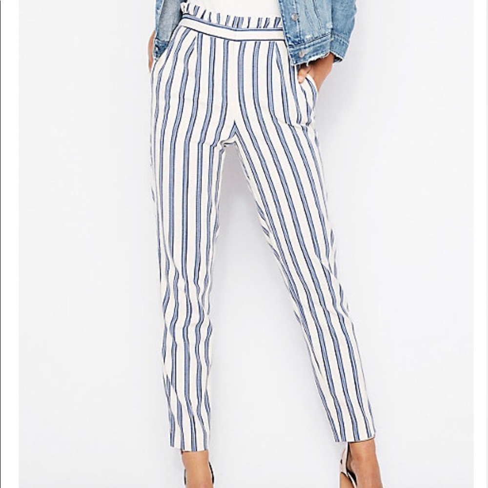 Express Striped Ruffle Dress Pant